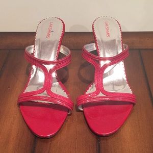 Bright Red Sandals with Black Heel
